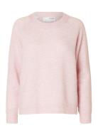 Slflulu Ls Knit O-Neck Tops Knitwear Jumpers Pink Selected Femme