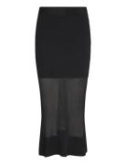 Vide Sheer Knitted Skirt Skirts Knee-length & Midi Skirts Black Malina