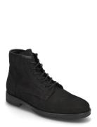 Bialars Lace Up Boot Waxed Leather Snørestøvler Black Bianco