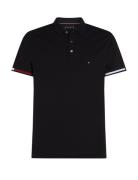 Flag Cuff Slim Polo Tops Polos Short-sleeved Black Tommy Hilfiger