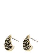 Naomi Drop Ear G/Black - Accessories Jewellery Earrings Studs Gold SNÖ...