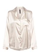 Satin Long-Sleeved Jacket Top White Hunkemöller