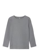 Nmmnoe Ls Slim Top Tops T-shirts Long-sleeved T-Skjorte Grey Name It