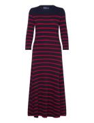 Striped Waffle-Knit Dress Maxikjole Festkjole Navy Polo Ralph Lauren