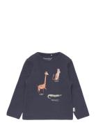 T-Shirt Ls Tops T-shirts Long-sleeved T-Skjorte Navy Minymo