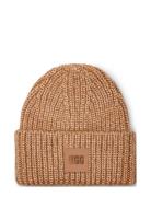 W Chunky Rib Beanie Accessories Headwear Beanies Brown UGG