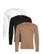 Lsshirtrn 3P Classic Tops T-Langærmet Skjorte Brown BOSS