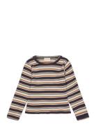 T-Shirt Ls Y/D Rib Tops T-shirts Long-sleeved T-Skjorte Multi/patterne...