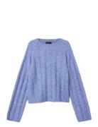 Nlfbride Ls Short Knit Tops Knitwear Pullovers Blue LMTD