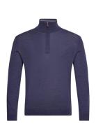 Extrafine Merino Wool Half Zip Tops Knitwear Half Zip Jumpers Navy GAN...