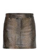 Snakeskin-Effect Mini-Skirt Skirts Short Skirts Beige Mango