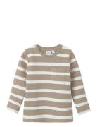 Nmmthoke Ls Top Box Tops T-shirts Long-sleeved T-Skjorte Beige Name It