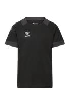 Hmllead S/S Poly Jersey Kids Tops T-Kortærmet Skjorte Black Hummel