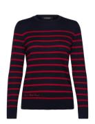 Striped Cotton-Blend Sweater Tops Knitwear Jumpers Navy Lauren Ralph L...