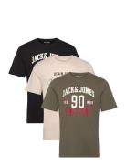 Jjethan Tee Ss Crew Neck 3Pk Mp Noos Tops T-Kortærmet Skjorte Black Ja...