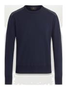 Kerrigan Crewneck Jumper Washed Navy Tops Knitwear Round Necks Black B...