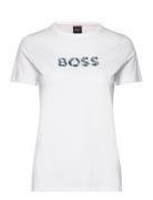 C_Elogo_Print_7 Tops T-shirts & Tops Short-sleeved White BOSS