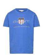 Archive Shield Ss T-Shirt Tops T-Kortærmet Skjorte Blue GANT