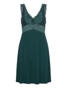 Nora Lace Slip Dress Knælang Kjole Green Hunkemöller