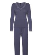 Pajama Set Pyjamas Nattøj Blue Hunkemöller