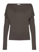 Drapy Long Sleeve Top Tops T-shirts & Tops Long-sleeved Brown Weekday