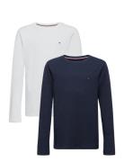 2 Pk Ls Tee Tops T-shirts Long-sleeved T-Skjorte Navy Tommy Hilfiger