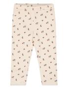 Printed Cotton Trousers Bottoms Leggings Cream Mango