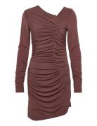 Ls Twist Dress.crepe Kort Kjole Brown Helmut Lang