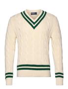 The Iconic Cricket Sweater Tops Knitwear V-necks Cream Polo Ralph Laur...