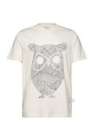 Regular Single Jersey Mountain Owl Tops T-Kortærmet Skjorte Cream Know...