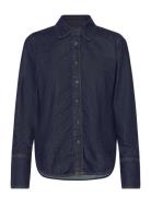 Rinse-Wash Denim Shirt Tops Shirts Denim Shirts Navy Mango