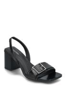 Heel Sandal 70 W/Buckle - Lth Sandal Med Hæl Black Calvin Klein