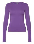 Slim Fitted Long Sleeve Tops T-shirts & Tops Long-sleeved Purple Weekd...