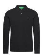 L/S Polo Shirt Tops Polos Long-sleeved Black United Colors Of Benetton