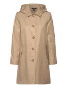 Hooded Cotton-Blend Balmacaan Coat Tynd Frakke Beige Lauren Ralph Laur...