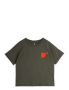 Arrowed Heart Emb Ss Tee Tops T-Kortærmet Skjorte Black Mini Rodini