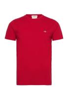 Slim Pique Ss T-Shirt Tops T-Kortærmet Skjorte Red GANT