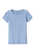 Nmfvilke Ss Slim Top Tops T-Kortærmet Skjorte Blue Name It