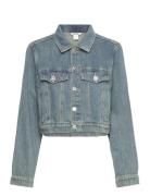 Cropped Denim Jacket Jakke Denimjakke Blue Monki