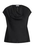 Zia Silk Top Tops Blouses Short-sleeved Black Ahlvar Gallery