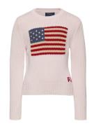 Flag Cotton Crewneck Sweater Tops Knitwear Pullovers Pink Ralph Lauren...