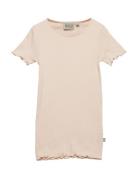 Rib T-Shirt S/S Katie Tops T-Kortærmet Skjorte Beige Wheat