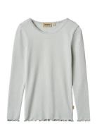 Rib T-Shirt Lace Ls Tops T-shirts Long-sleeved T-Skjorte Blue Wheat