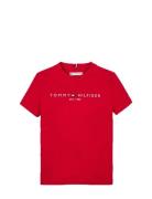 U Essential Tee S/S Tops T-Kortærmet Skjorte Red Tommy Hilfiger