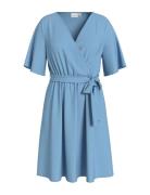 Vijosa 2/4 Wrap Dress Knælang Kjole Blue Vila