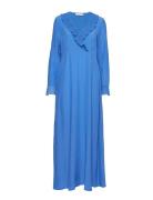 Dress In Viscose With V-Neck And Ru Maxikjole Festkjole Blue Coster Co...