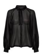 Enola Sleeve Shirt Tops Blouses Long-sleeved Black DESIGNERS, REMIX