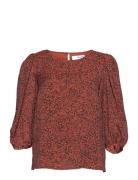 Slfviole 3/4 Aop Top B Tops Blouses Long-sleeved Brown Selected Femme