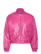 Kikicras Bomber Jacket Læderjakke Skindjakke Pink Cras