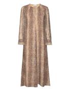 Printed Light Crepe Ls Maxi Dress Maxikjole Festkjole Beige Ganni